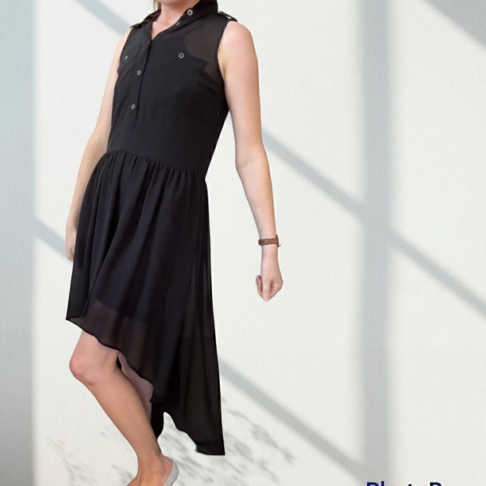 Michael Kors Black Sheer Hi-Lo PopOver Dress S
